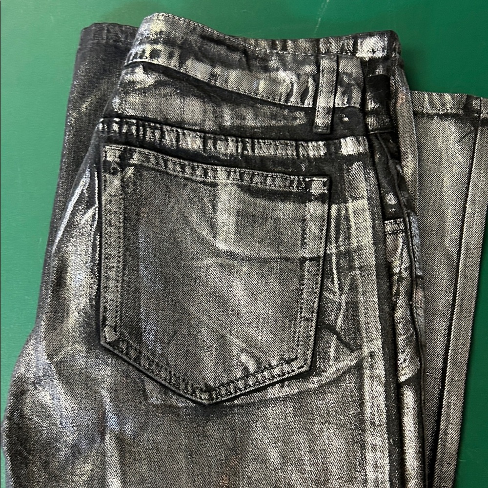 Shimmering Silver Women's Flare Jeans